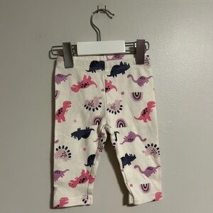 Pekkle 6m white & pink Dinosaur Print Leggings